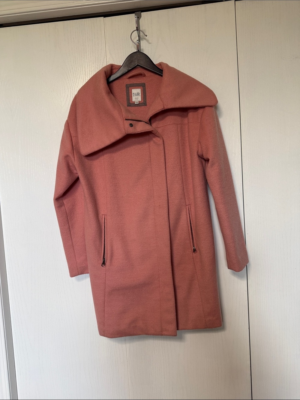 twik Dusty Rose Single-Breasted Wool-Blend Pea Coat